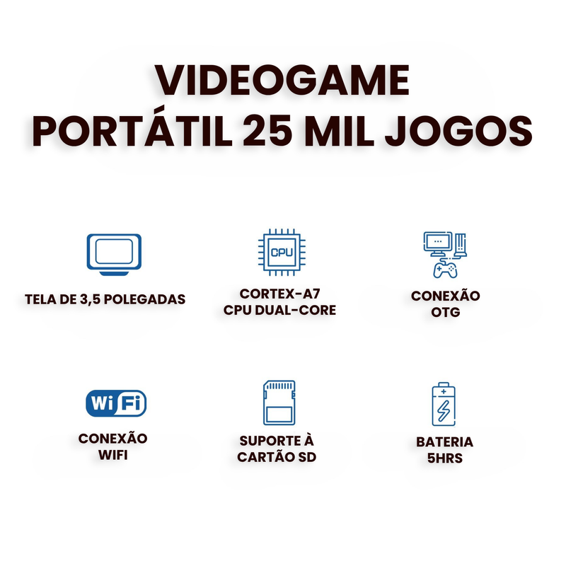 Videogame Portátil 25 Mil Jogos | Retro Game | Mini Game Portátil